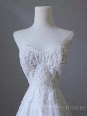 Timeless A Line Sweetheart Lace Tulle White Wedding Dresses Brides Dresses