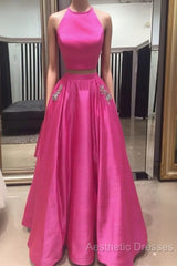 Two Pieces Evening Prom Dresses,Simple Evening Prom Dresses,Party Dresses