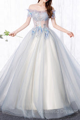 Unique Sweetheart Long Off Shoulder Party Dresses, Lace Evening Prom Dresses