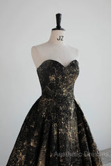 Vintage Ball Gown Sweetheart Sleeveless Long Evening Prom Gown Fairy Black Evening Prom Dresses