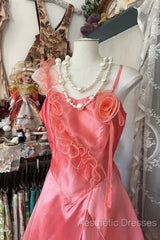 Vintage Fashion A Line Spaghetti Straps Pink Floor Length Evening Dresses Evening Prom Dresses