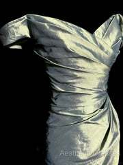 Vintage Mermaid Off The Shoulder Green Long Evening Prom Gown Fairy Evening Prom Dresses