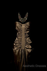 Vintage Mermaid Sweetheart Brown Long Evening Prom Gown Fairy Evening Prom Dresses