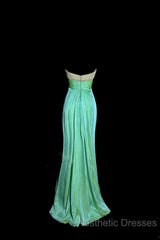 Vintage Mermaid Sweetheart Green Long Evening Prom Gown Fairy Evening Prom Dresses