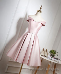 Cute Pink A Line Short Evening Prom Dresses, Pink Evening Prom Dresses