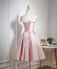Cute Pink A Line Short Evening Prom Dresses, Pink Evening Prom Dresses