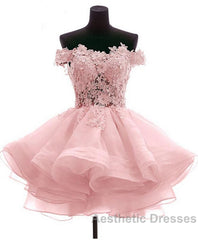 Mini Tulle Lace Short Evening Prom Dresses, Homecoming Dresses