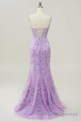 Purple Sweetheart Neck Mermaid Evening Prom Dresses With Appliques