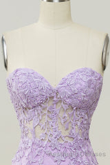 Purple Sweetheart Neck Mermaid Evening Prom Dresses With Appliques