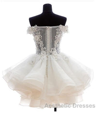 Mini Tulle Lace Short Evening Prom Dresses, Homecoming Dresses