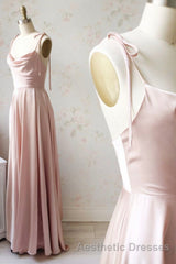 Simple Satin Long Evening Prom Dresses, A-Line Spaghetti Straps Evening Prom Dresses