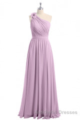 Dusty Purple One-Shoulder Backless A-Line Long Bridesmaid Dresses