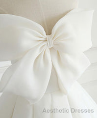 White Sweetheart Long Evening Prom Dresses, White Formal Dresses
