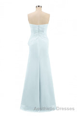 Pink Strapless Ruffled Mermaid Long Bridesmaid Dresses