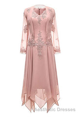 Dusty Pink Two-Piece V-Neck Appliques Mother of the Bride Dresses
