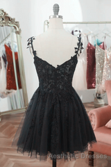 Black Short Sweetheart Tulle Homecoming Dresses, Black Short Evening Prom Dresses Party Dresses
