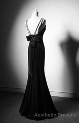 Black Straps Velvet Low Back Long Formal Dresses, Black Velvet Evening Prom Dresses Evening Prom Dresses