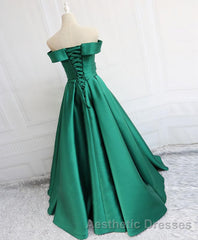 Simple Blue Satin Long Evening Prom Dresses, Blue Formal Dresses