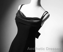 Black Straps Velvet Low Back Long Formal Dresses, Black Velvet Evening Prom Dresses Evening Prom Dresses