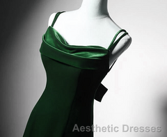 Green Mermaid Long Velvet Party Dresses, Green Straps Long Formal Dresses Evening Prom Dresses