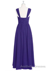 Purple Sweetheart Banded Waist Long Bridesmaid Dresses