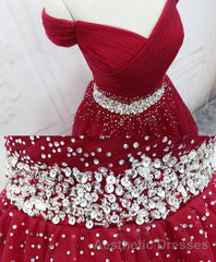 Burgundy Tulle Sequin Short Evening Prom Dresses, Burgundy Homecoming Dresses, 1