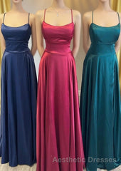 Simple Scoop Neck Lace-Up Back A-Line Formal Dresses