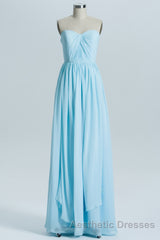 Blue Chiffon A-line Long Convertible Bridesmaid Dresses