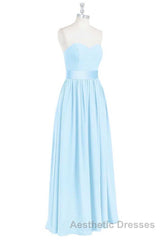 Light Blue Sweetheart A-Line Bridesmaid Dresses with Slit