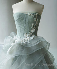 Unique Tulle Lace Long Evening Prom Gown Tulle Lace Evening Prom Dresses