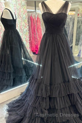 Hot Pink Illusion Strapless A-line Layers Tulle Long Evening Prom Dresses