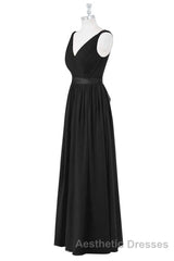 Lavender Chiffon V-Neck Backless Long Bridesmaid Dresses