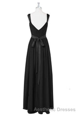 Lavender Chiffon V-Neck Backless Long Bridesmaid Dresses