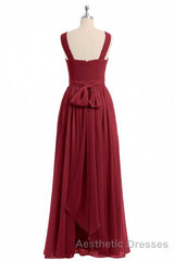 Red Chiffon Cross-Front A-Line Long Bridesmaid Dresses
