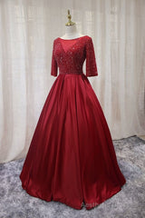 red a line long formal dress prom dress