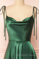 Simple Satin Long Evening Prom Dresses, A-Line Formal Evening Prom Dresses