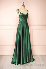 Simple Satin Long Evening Prom Dresses, A-Line Formal Evening Prom Dresses