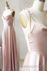 Simple Satin Long Evening Prom Dresses, A-Line Evening Prom Party Dresses