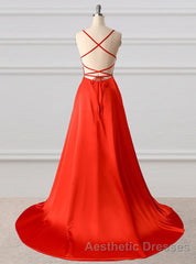 A-Line Evening Prom Dresses Side Split Evening Prom Dresses