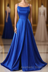 A-Line Evening Prom Dresses Side Split Evening Prom Dresses