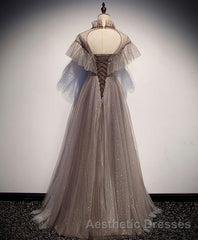 Unique Tulle Long Evening Prom Dresses, Tulle Evening Prom Dresses