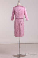 Two-Piece Pink Backless Mother of the Bride Dresses