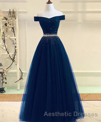 Burgundy Tulle Off Shoulder Long Evening Prom Dresses, Burgundy Evening Prom Dresses