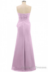 Pink Strapless Ruffled Mermaid Long Bridesmaid Dresses
