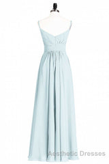 Mint Green Chiffon Twist Front A-Line Long Bridesmaid Dresses