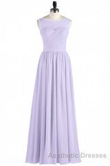 Lavender Chiffon Sweetheart Cutout Back A-Line Long Bridesmaid Dresses