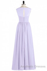 Lavender Chiffon Sweetheart Cutout Back A-Line Long Bridesmaid Dresses