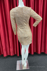 Champagne Sequin Long Sleeve Short Party Dress