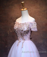 Cute Lace Applique Tulle Short Evening Prom Dresses, Homecoming Dresses