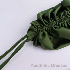 New Satin Green Evening Prom Dresses Spaghetti Strap Party Evening Dresses